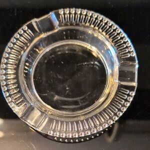 Vintage 1950s round, glass, 3 slot ashtray